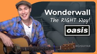 Oasis Wonderwall Guitar Lesson  Correct Strumming [upl. by Lorelie]