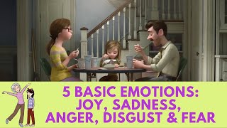 5 Basic Emotions Joy Sadness Anger Disgust and Fear  Inside Out 2015 [upl. by Vocaay]