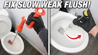 How To FIX A SLOW amp Weak Flushing Toilet 4 Different Ways Guaranteed DIY For Beginners [upl. by Kcod]