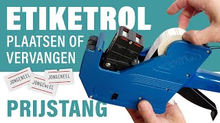 Hoe vervang of plaats je de etiketrol in een prijstang  Motex  MX2316  price labeller [upl. by Silver]