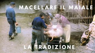 Macellare il maiale 1968 tradizione famigliare Friuli norcino purcitâr come si fa il salame in casa [upl. by Mialliw]