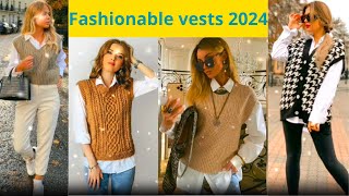 Fashionable vests 2024 fashion style fashionstyle look winterfashion model [upl. by Wadsworth705]