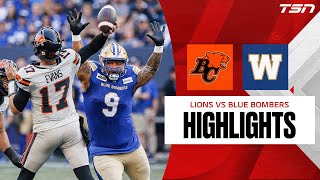 CFL Week Nine BC Lions vs Winnipeg Blue Bombers [upl. by Robi]