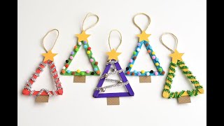 Popsicle Stick Christmas Tree Ornaments [upl. by Slinkman802]