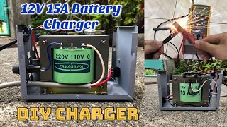 DIY 12V 15A Car Battery Charger  12V Center Tapped Transformer [upl. by Airun]