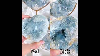 Natural Celestite Cluster Heart，which one for your favorite？Please comment below crystals [upl. by Leonor]