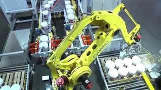 Robotic Pail Palletizing System with FANUC Palletizing Robot  PASCO [upl. by Trinl495]