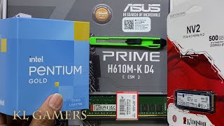 intel Pentium GOLD G7400 ASUS PRIME H610MK D4 CSM Kingston NV2 NVMe SSD Desktop PC Build [upl. by Lucita]