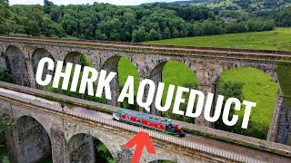 Barges on the Chirk Aqueduct in Wales  drone footage [upl. by Adaven]