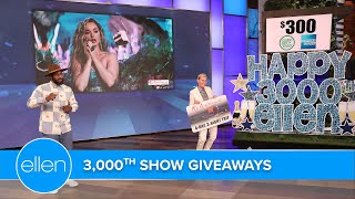 Ellen Celebrates 3000 Shows with Huge Giveaways [upl. by Rizika]