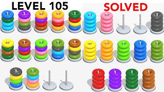 Color Hoop Stack Level 105  Puzzle Games  Complete [upl. by Eatnuahc]