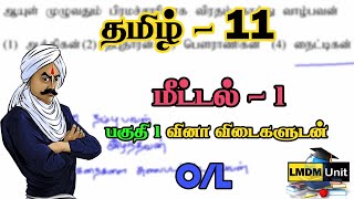 Grade 11 Tamil  தமிழ்மொழியும் இலக்கியமும் பகுதி 1 வினாத்தாள்  மீட்டல்  1தமிழ்  OL  LMDM Unit [upl. by Silin524]