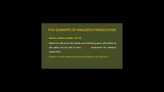 24sept Tort malicious prosecution lesson 5 [upl. by Rojam]