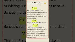 Macbeth character sketch english literature grade1 ugcnetshortvideo [upl. by Mckale563]