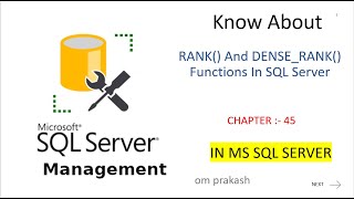 RANK and DENSERANK functions in SQL Server chapter 45 [upl. by Melinda551]