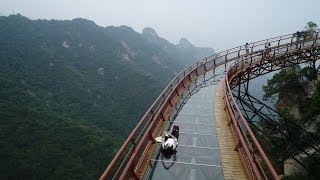 Cliffside glass walkway 2000 meters above sea level in Shaanxi China [upl. by Sibylla558]