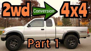 Toyota Tacoma Prerunner 2wd to 4x4 Conversion  First Gen  HOW TO Video Part 1 [upl. by Raimundo]