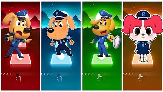 Sheriff Labrador 🆚 Police Labrador 🆚 Police Officer 🆚 Sheriff Papillon 🎶 Tiles Hop EDM Rush [upl. by Nic]