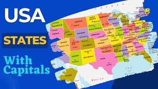 50 States and Capitals of the United States of America  Learn geographic regions of the USA map [upl. by Assyram]