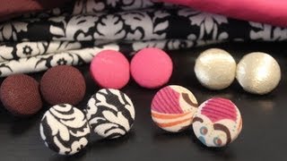 DIY Fabric Button Earrings [upl. by Irroc898]