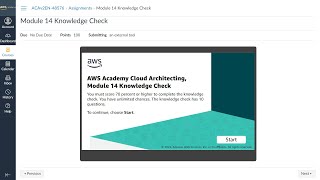 Module 14 Knowledge Check  AWS Academy Cloud Architecting  Planning for Disaster [upl. by Namref]