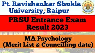 PRSU MA Psychology Entrance Exam Result 2023 [upl. by Jerman37]