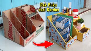 CARA MEMBUAT RAK BUKU DARI KARDUS [upl. by Oidualc591]