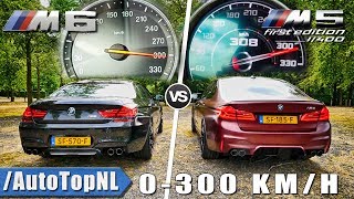 BMW M5 F90 vs BMW M6 F06  0300kmh ACCELERATION SOUND amp TOP SPEED AUTOBAHN POV by AutoTopNL [upl. by Dutchman773]