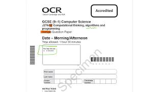 OCR 91 GCSE Computer Science Specimen Paper 2 Walkthrough [upl. by Loutitia]