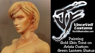 Painting Gold Skin Tone on Arisia Custom Green Lantern Statue [upl. by Karilla908]