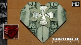 Origami ♥ Dollar Bill Heart  Quarter [upl. by Eellehs228]