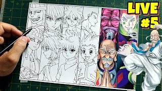 🔴 LIVE  DESENHANDO MEU TOP 6 HUNTER X HUNTER 5 Gon Killua Kurapika Netero Meruem Hisoka [upl. by Ayotnahs]