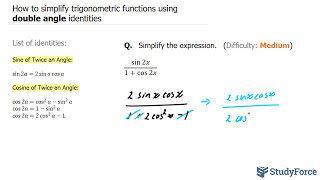 Simplify Trigonometric Expression with DoubleAngle Formulas [upl. by Ailimat]