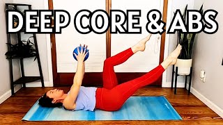 20 Min Deep Core Abs amp ObliquesBarre Workout to Improve PosturePilates Ball [upl. by Anaiviv252]