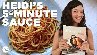 Heidi Swansons 5Minute Tomato Sauce  Genius Recipes with Kristen Miglore [upl. by Hurlee]