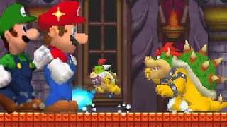 New Super Mario Bros DS  Mega Mushroom Mario vs All Bosses [upl. by Maze]