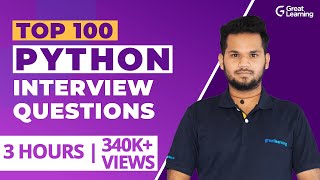 Top 100 Python Interview Questions  Python Programming  Crack Python Interview Great Learning [upl. by Iseabal]