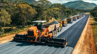 Amazing technology in the road construction process Gravel paving machinery in paving a new road [upl. by Notsew3]