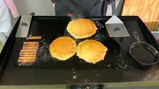 HOW TO MAKE PANCAKES ON THE BLACKSTONE GRIDDLE  BLACKSTONE GRIDDLE RECIPES [upl. by Nasah732]