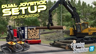 Setting Up Dual Joystick Controls For Base Game Excavators In Farming Simulator 22 [upl. by Uahc]