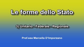 Le forme dello Stato 3 Unitario  Federale  Regionale [upl. by Redla512]