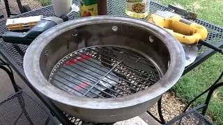 Master Forge Vertical Charcoal Smoker Part 3  fire pan mod [upl. by Urbannai]