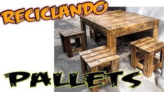 Reciclando Pallets Mesa y banquitos [upl. by Yirinec]