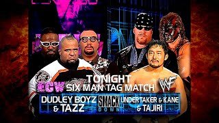 Kane amp The Undertaker w Sara amp Tajiri vs The Dudley Boyz amp Tazz 6 Man Tag Team Match 71901 [upl. by Esinet]