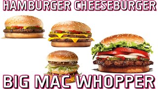 HAMBURGER CHEESEBURGER BIG MAC WHOPPER [upl. by Lashoh]