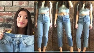 DENIM DISCUSSION  TOPSHOP Mom Boyfriend Straight Jeans Review  theStyleHungry [upl. by Anihpesoj]