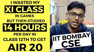 My Daily Schedule In Class12th  AIR 20 JEE Adv 2018 IIT Bombay CSE  CLIPS Ep1  Success Infinity [upl. by Annaeerb]