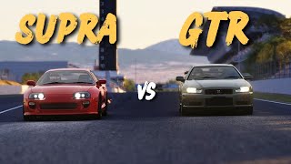 700hp Supra Mk4 v Nissan Gtr R34  DRAG RACE [upl. by Acemahs]