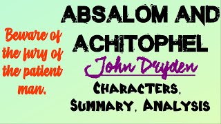 Absalom and Achitophel by John Dryden Characters Summary and Analysis [upl. by Izabel]