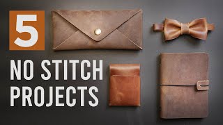 5 EASY Leather Projects for Beginners  FREE patterns [upl. by Ahsinotna434]